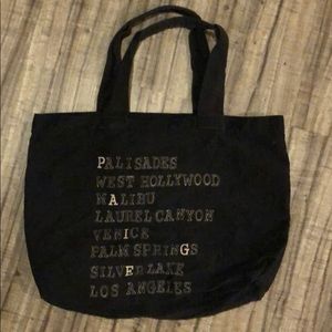 PAIGE CANVAS CITY TOTE BAG BLACK AND CREAM